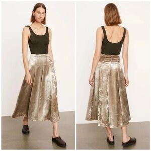 Vince Velvet High-Waisted A-Line Skirt in Tan